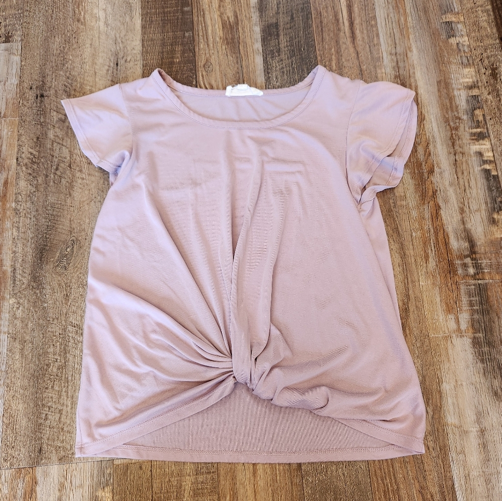 Pink Rose Knot Front Shirt